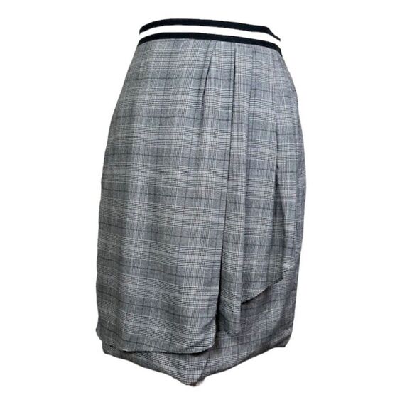 Slate & Willow Faux Wrap Black and White Plaid Skirt Side Zip Women's Size 4 - Picture 2 of 11